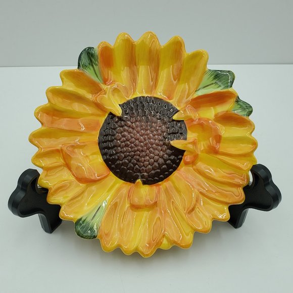Pier 1 Sunflower Plates 7" Appetizer Dessert Side Salad Display Flower Plates - Picture 3 of 8